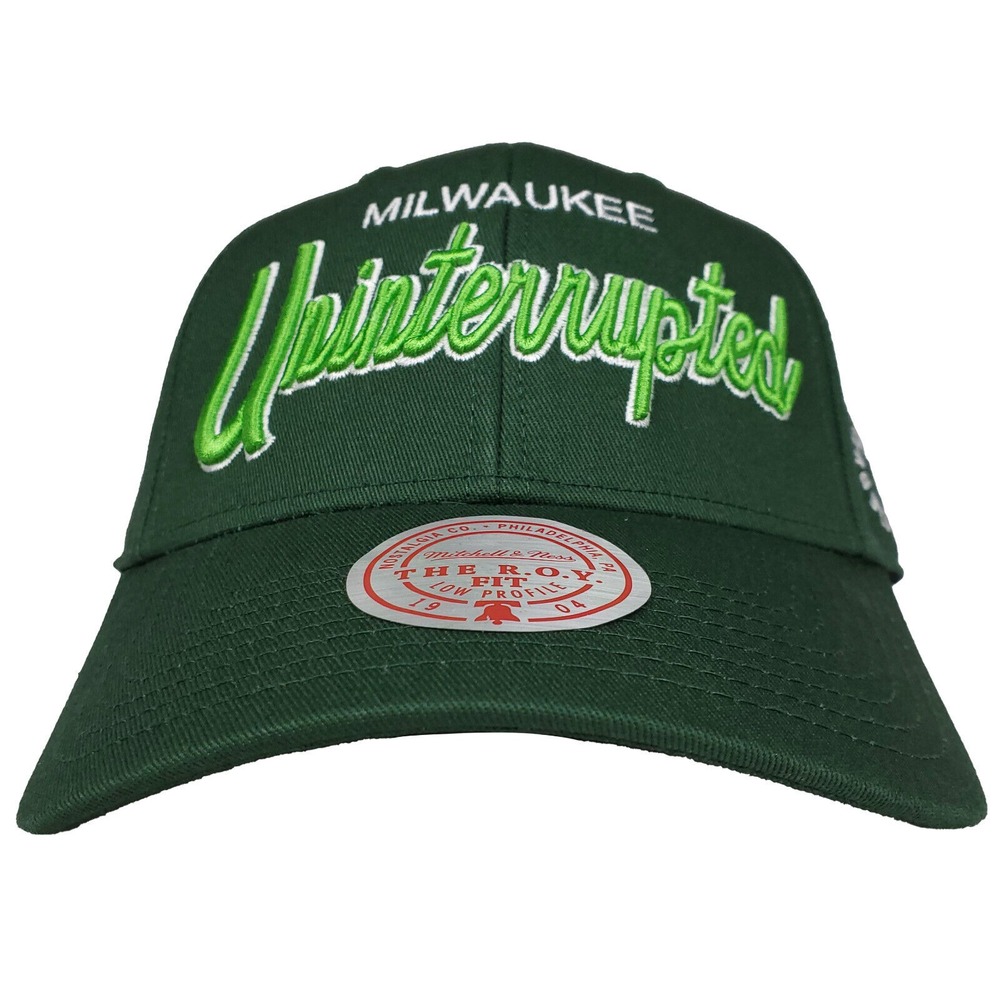 Uninterrupted Milwaukee Bucks Mitchell & Ness NBA Snapback Hat Cap 3D Logo NWT